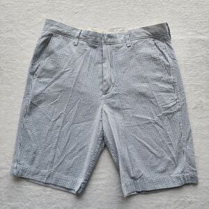 J Crew Seersucker Shorts Mens 32 Blue Stripe Cotton Preppy Summer Classic Resort